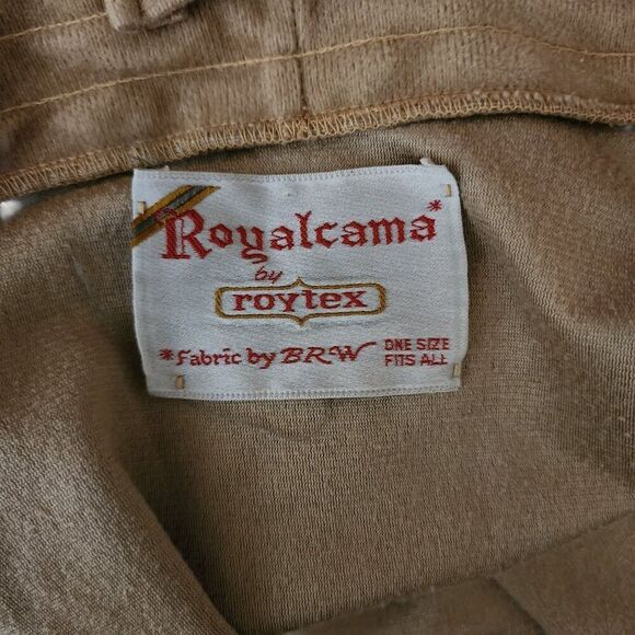 VIntage 70s Velour Bathrobe Pockets Mens One Size Beige - Picture 7 of 8